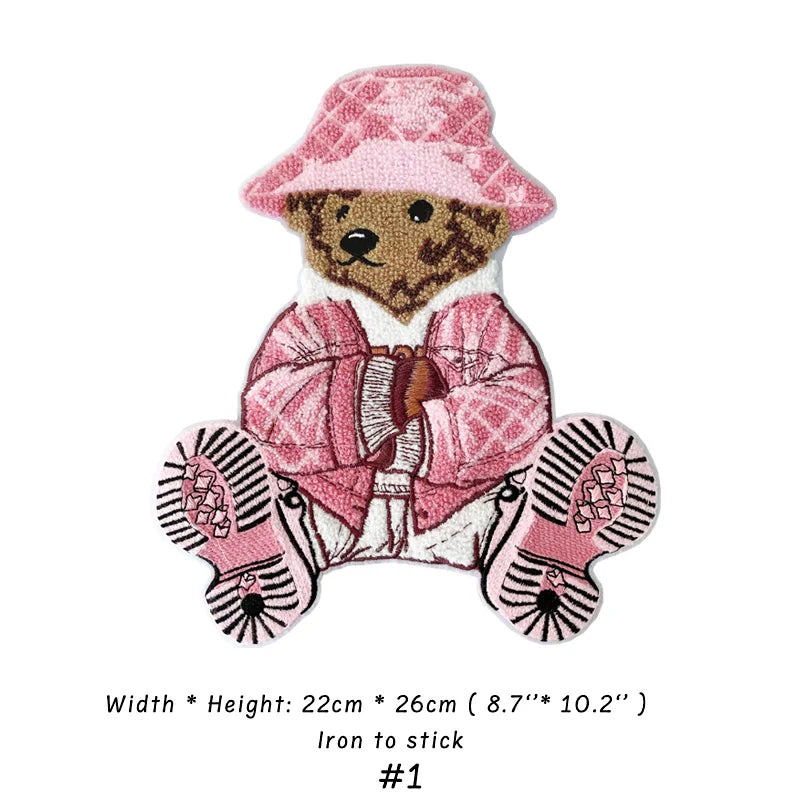 Embroidery Bear Cartoon Patches for Custom DIY Jackets Clothing Sewing
