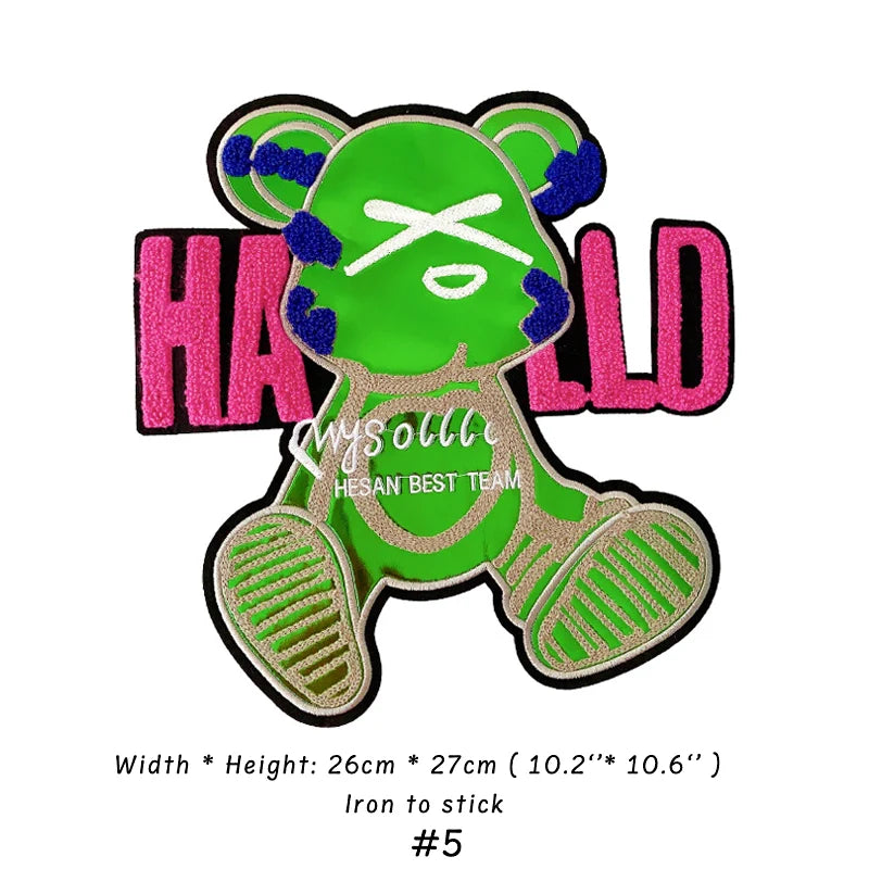 Embroidery Bear Cartoon Patches for Custom DIY Jackets Clothing Sewing