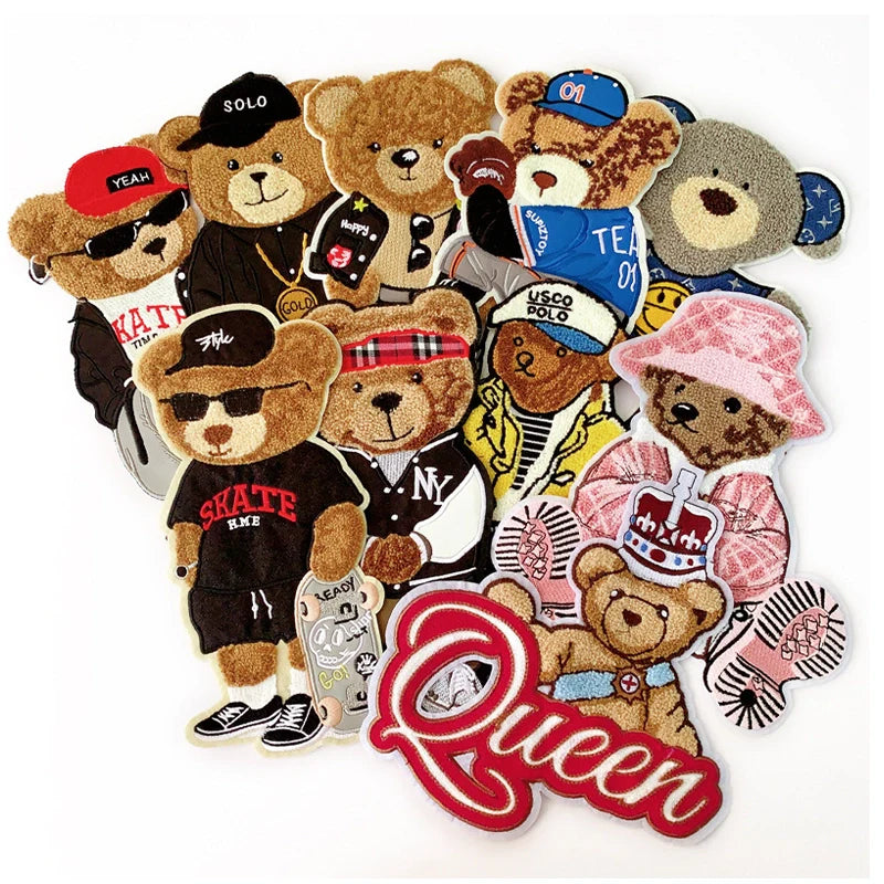 Embroidery Bear Cartoon Patches for Custom DIY Jackets Clothing Sewing