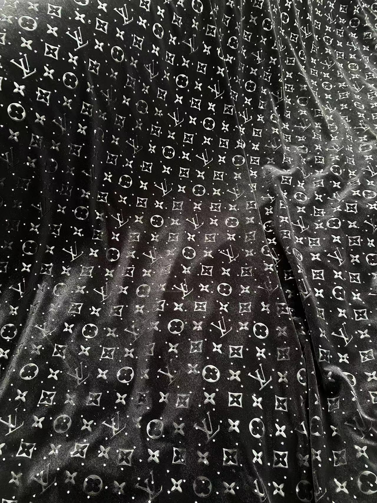 Black LV Louis Vuitton Velvet Sewing Fabric