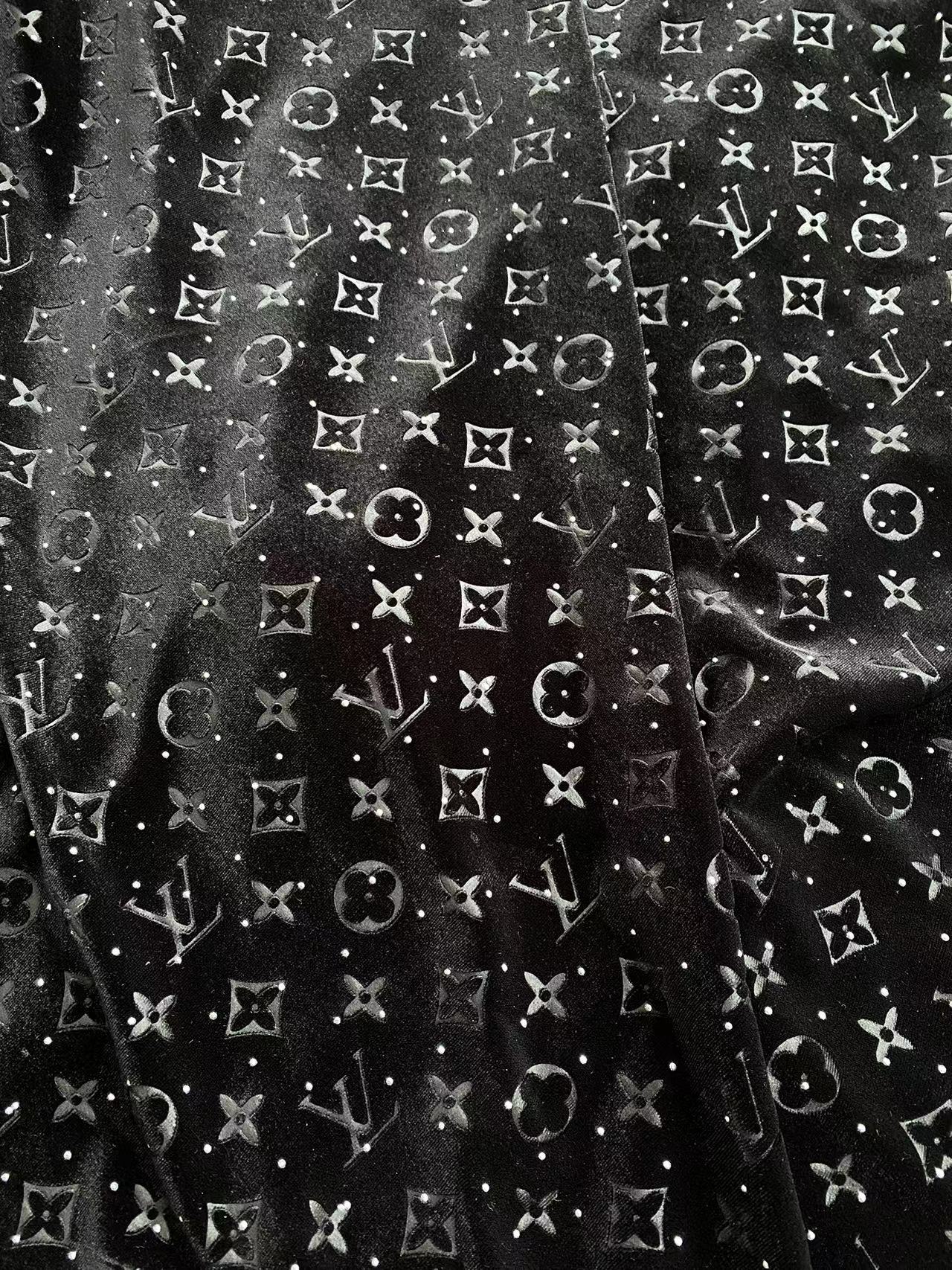Black LV Louis Vuitton Velvet Sewing Fabric