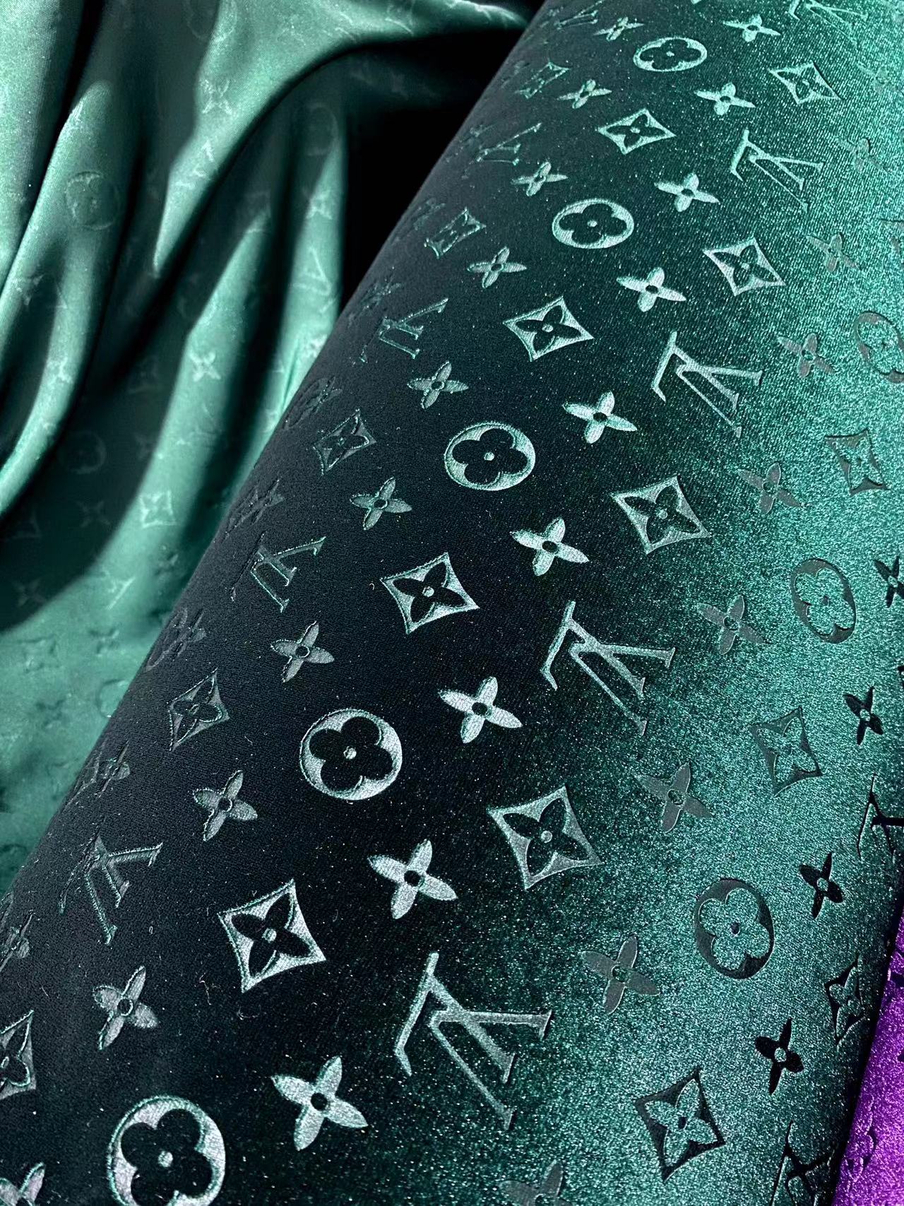 Green LV Velvet Fabric for Handmade Crafts DIY