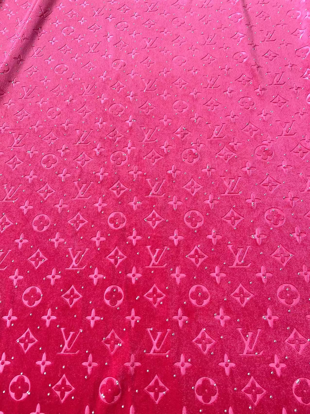 Hot Pink Diamond LV Louis Vuitton Velvet Sewing Upholstery Fabric