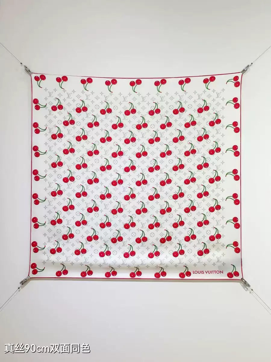 LV Cherry Silk Scarves (90×90cm)
