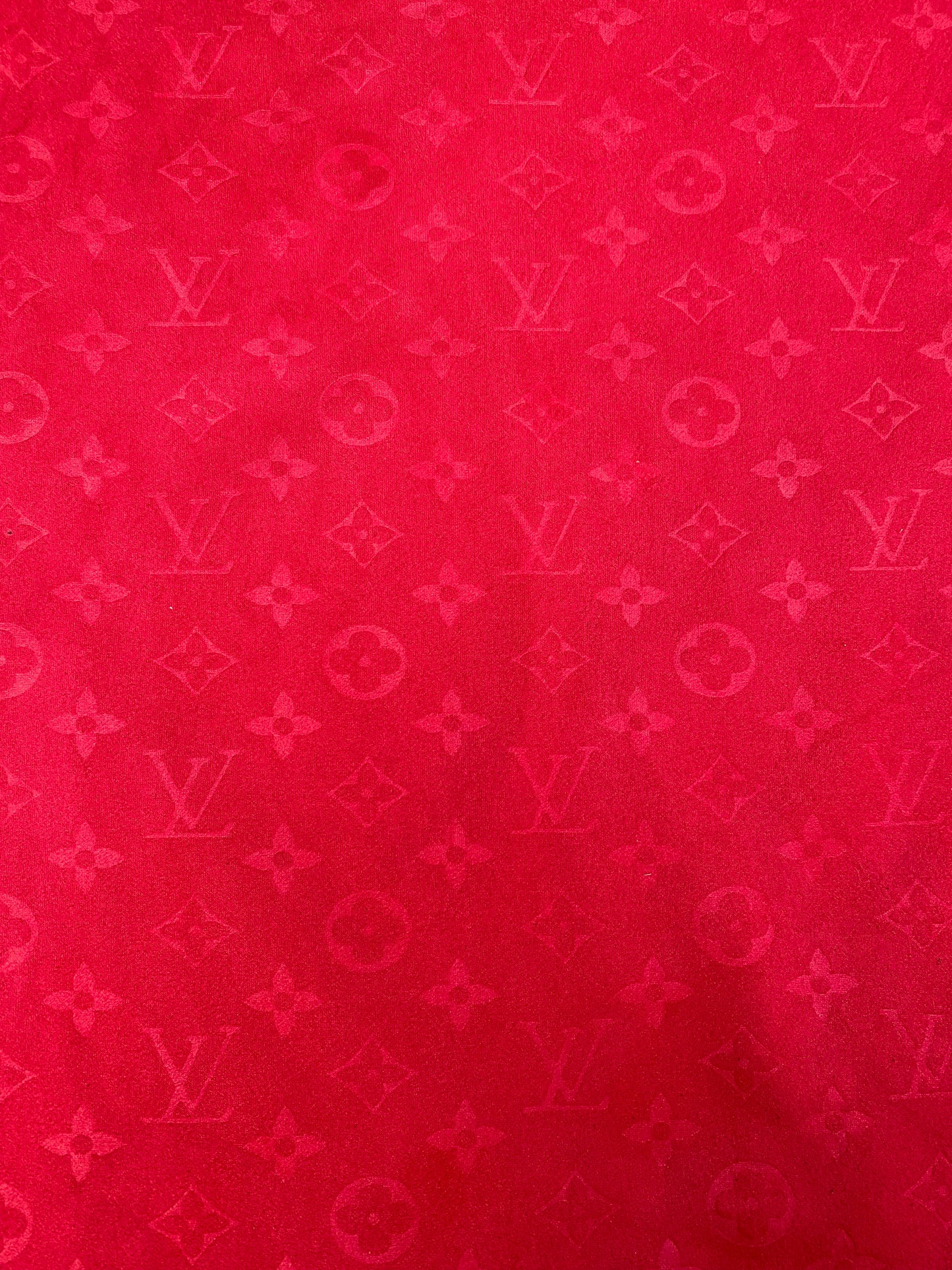 Premium Luxury Red Louis Vuitton LV Suede Fabric for Handmade DIY Sofa Upholstery Car Seats