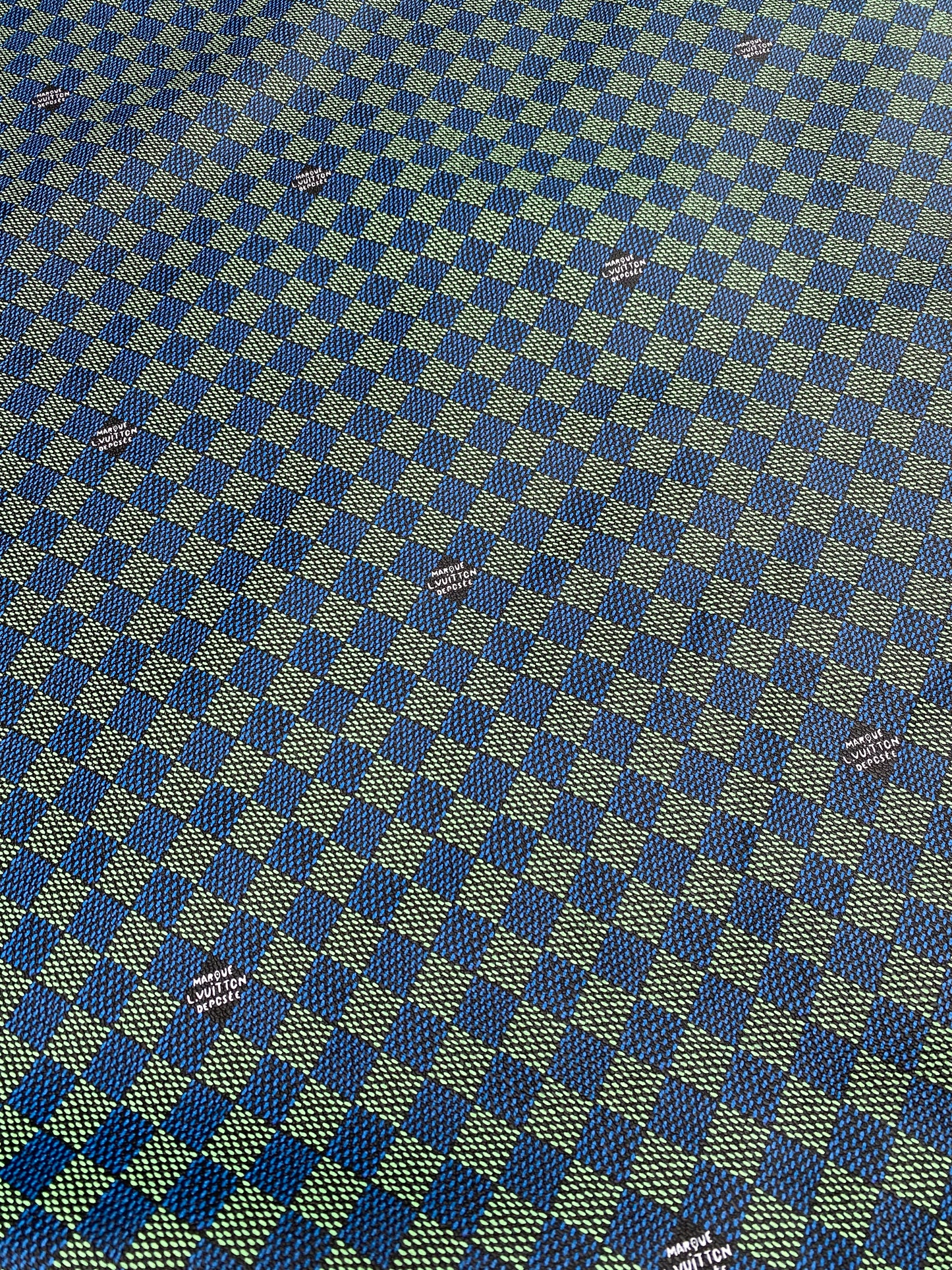 Green Blue Louis Vuitton Damier LV Leather for Handmade Custom DIY Creation Sneakers Bag