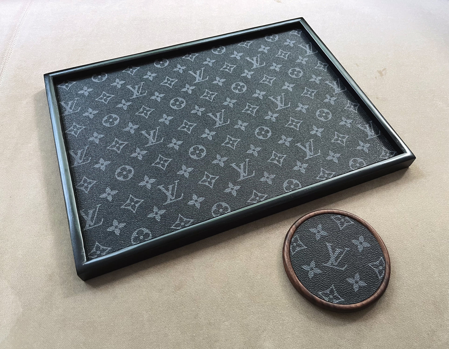 LV Black Wooden Tray