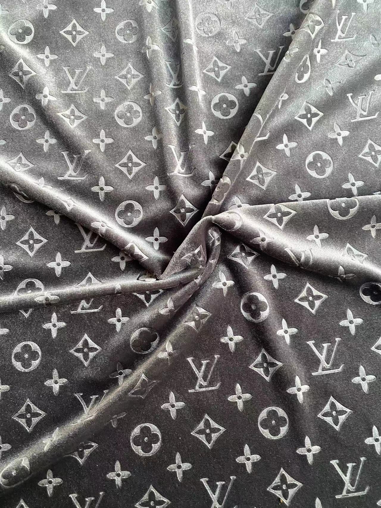 Grey LV Velvet Custom Sneakers Fabric