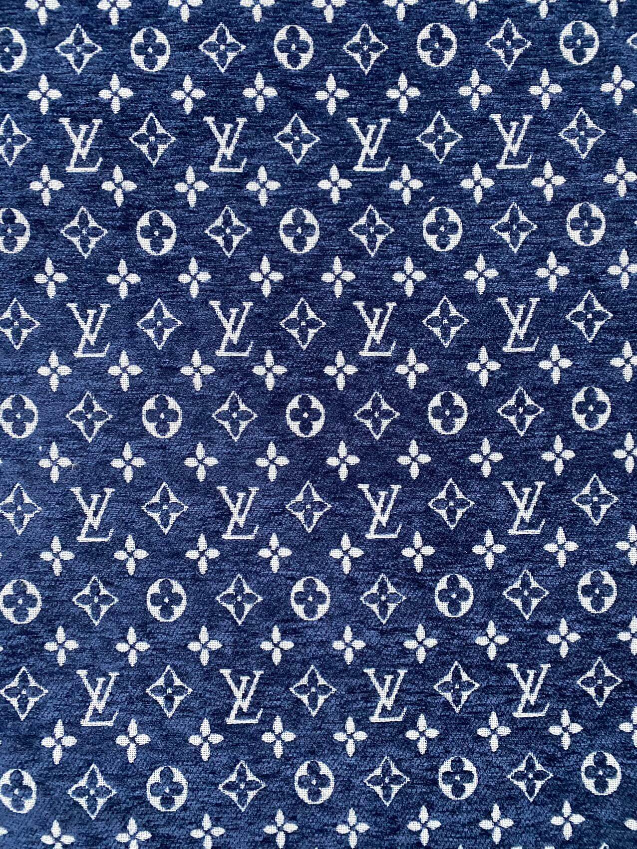 Navy LV Louis Vuitton Chenille Sofa Fabric