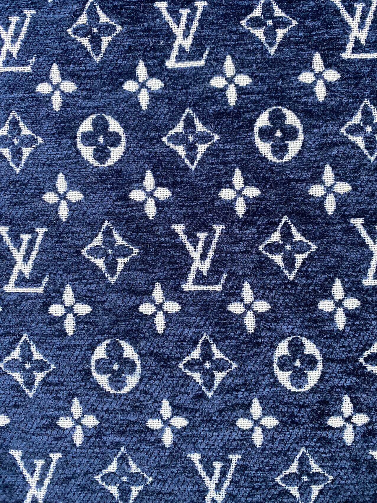 Navy Louis Vuitton Chenille Sofa Fabric