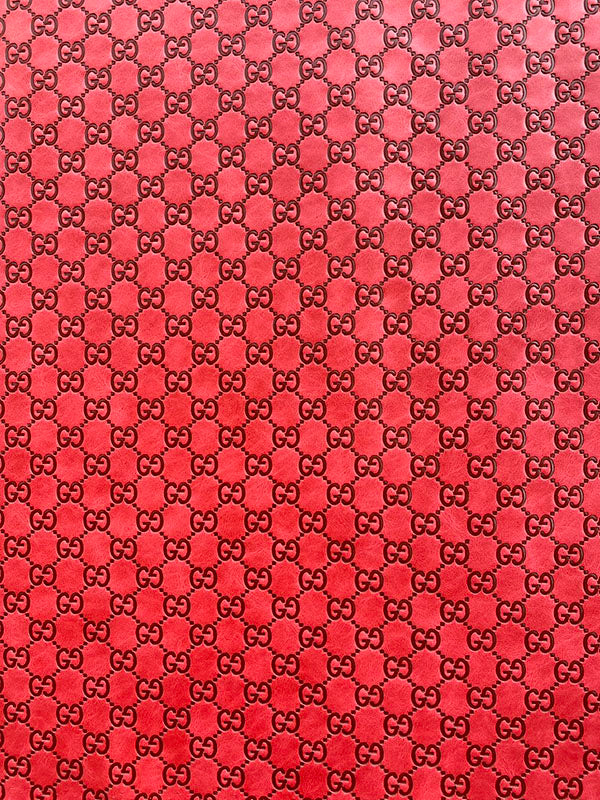 Red Embossed Gucci Upholstery Leather Fabric for Sneakers Customshoes