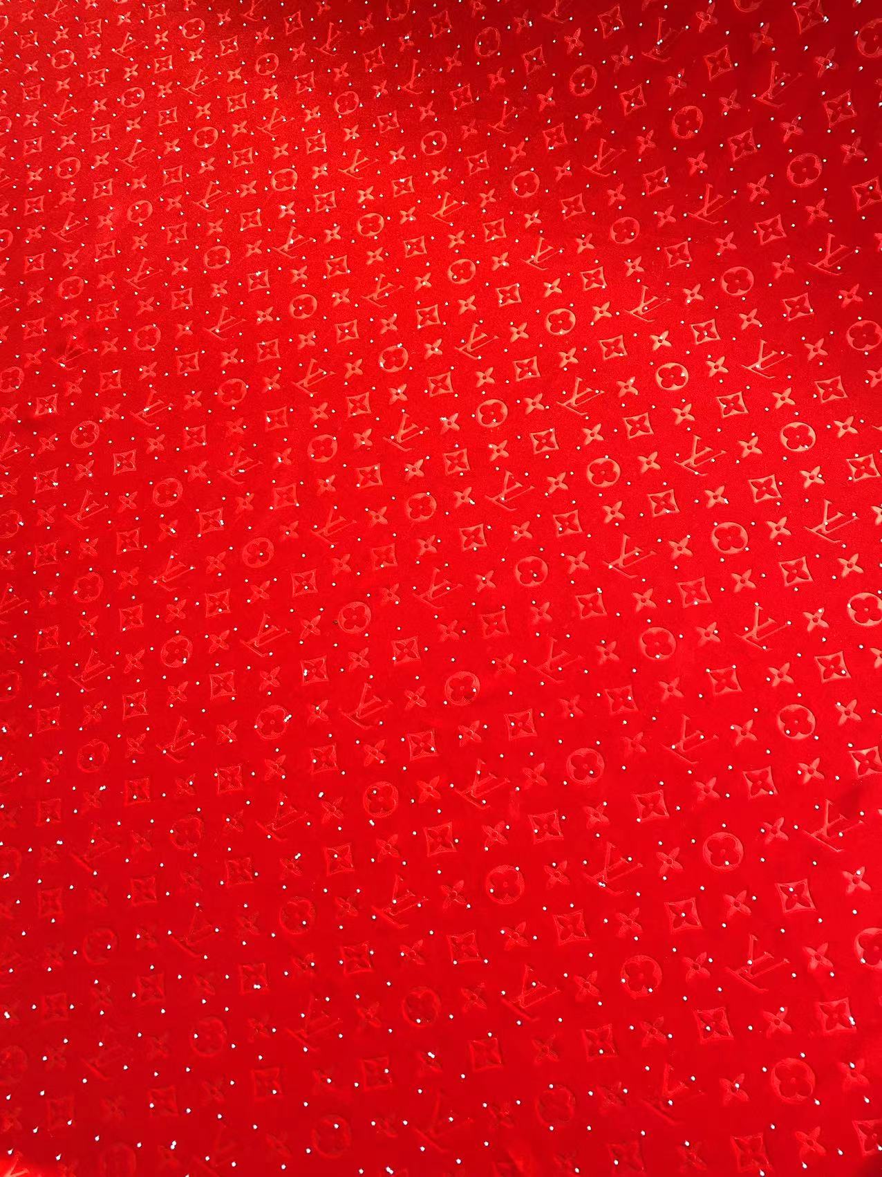 Red LV Louis Vuitton Custom Sewing Velvet Fabric