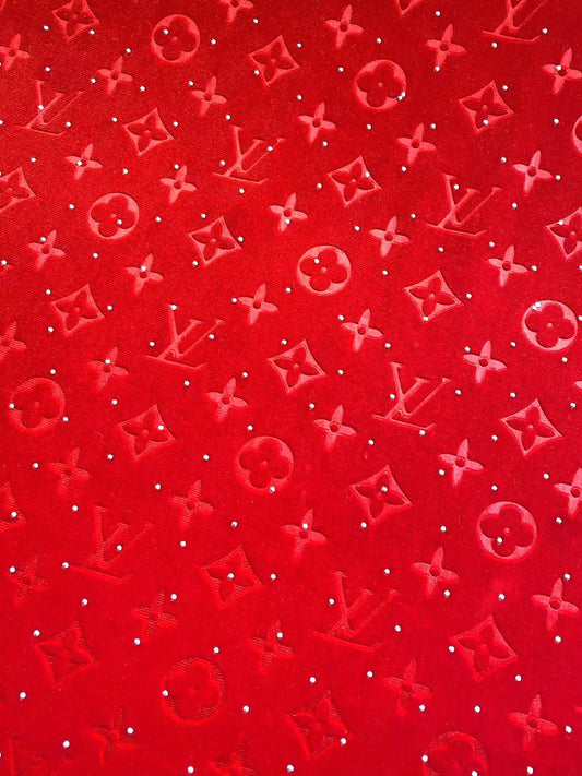 Red LV Louis Vuitton Custom Sewing Velvet Fabric