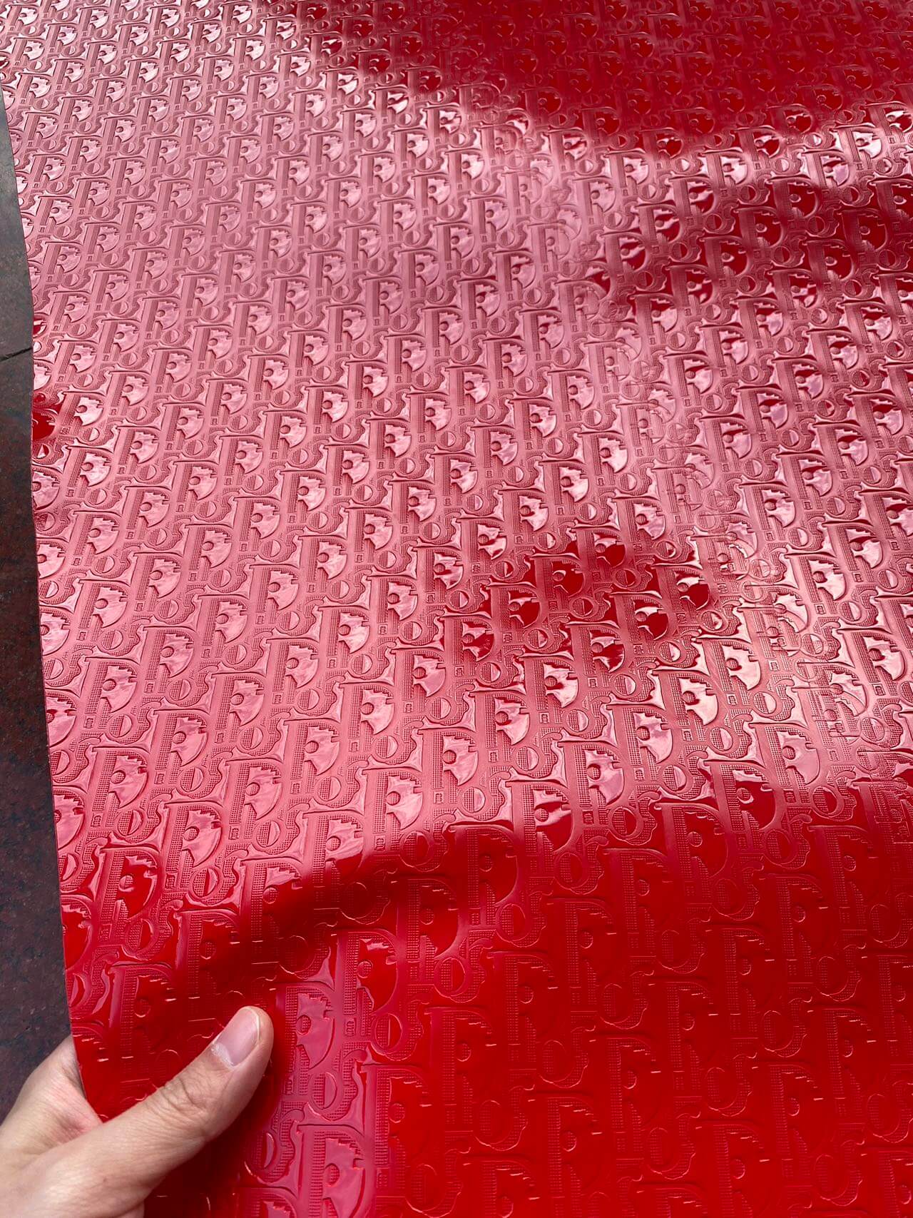 Red Dior Sneaker Leather Fabric