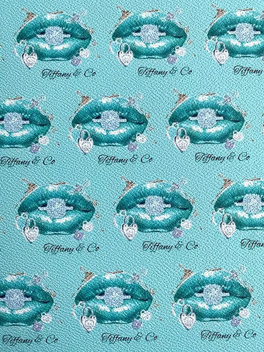 Tiffany Blue Tips Custom Leather Designer Fabric for DIY Crafts Projects