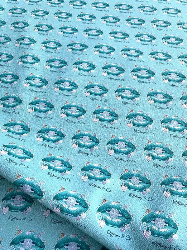 Tiffany Blue Tips Custom Leather Designer Fabric for DIY Crafts Projects