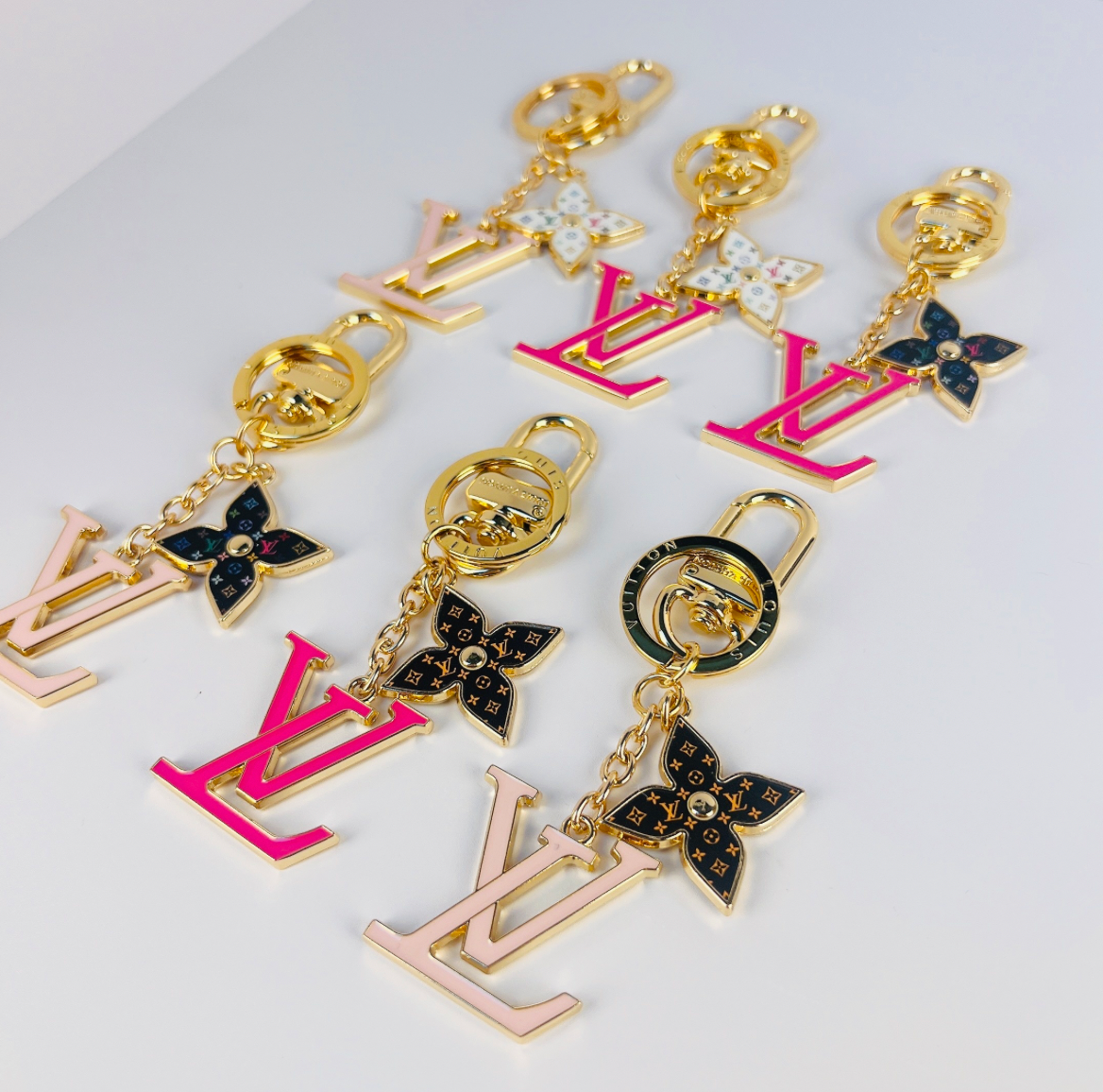 LV Pink Monogram Flower Keychain | Luxury Bag Charm