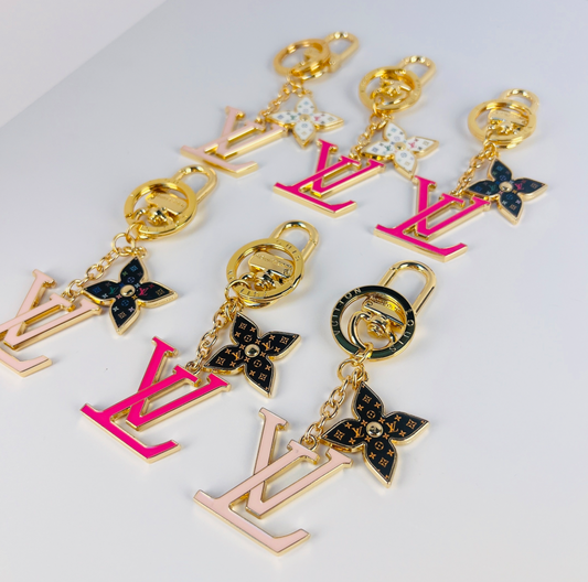 LV Pink Monogram Flower Keychain | Luxury Bag Charm