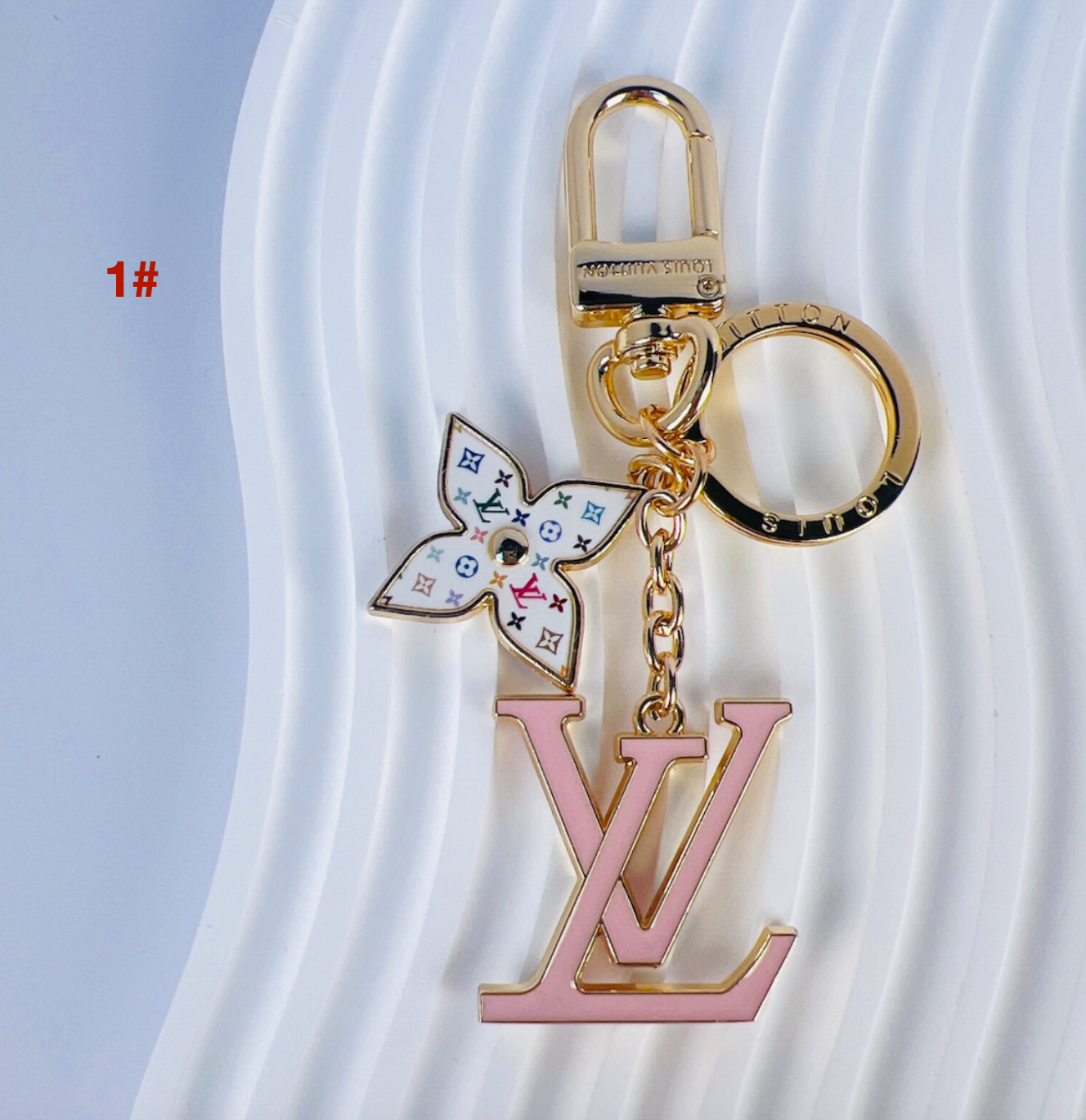 LV Pink Monogram Flower Keychain | Luxury Bag Charm
