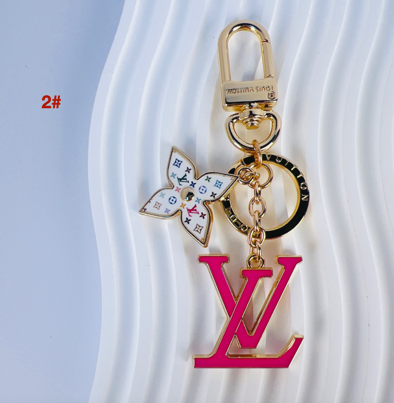 LV Pink Monogram Flower Keychain | Luxury Bag Charm