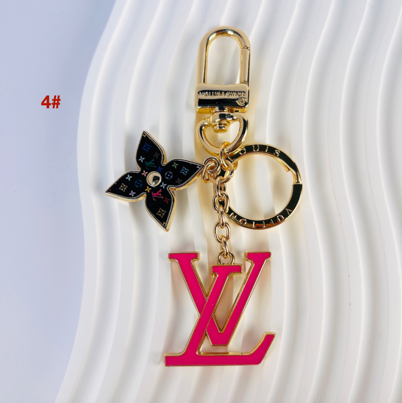 LV Pink Monogram Flower Keychain | Luxury Bag Charm