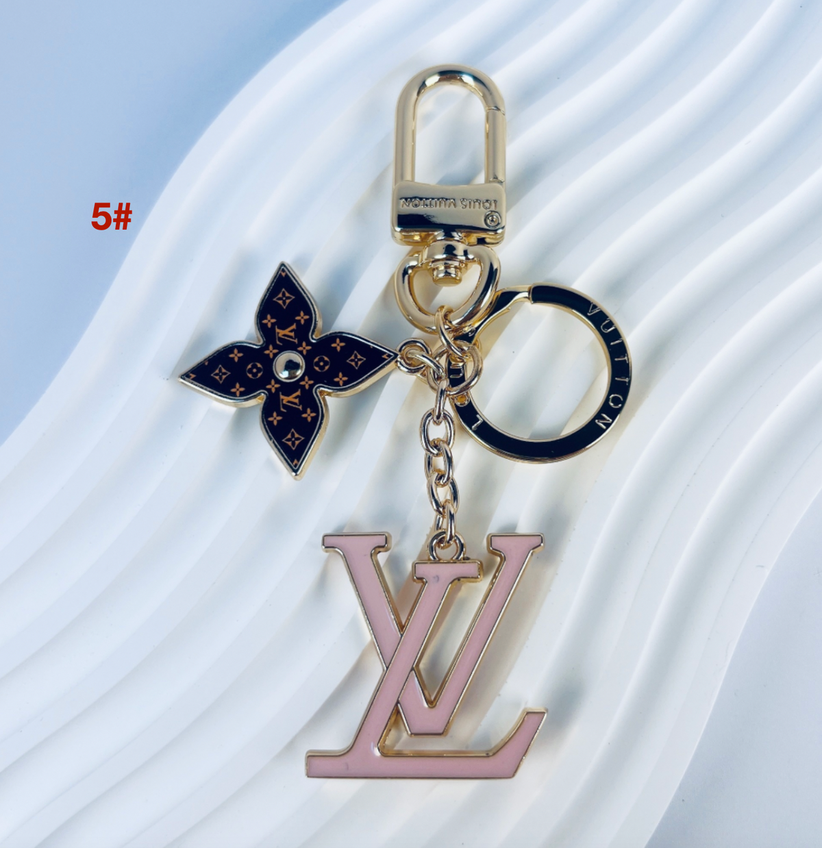LV Pink Monogram Flower Keychain | Luxury Bag Charm