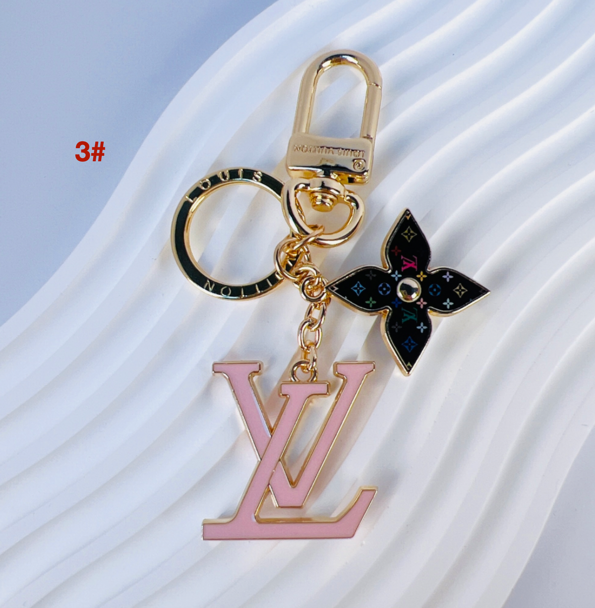 LV Pink Monogram Flower Keychain | Luxury Bag Charm