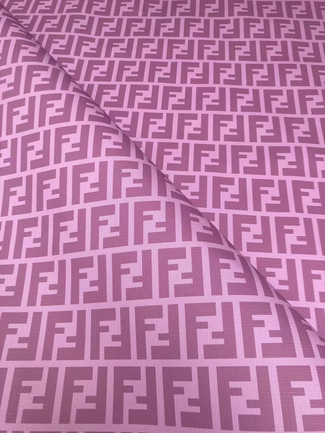 Pink Purple Fendi FF Custom Vinyl Designer Fabric for DIY Crafts Upholstery