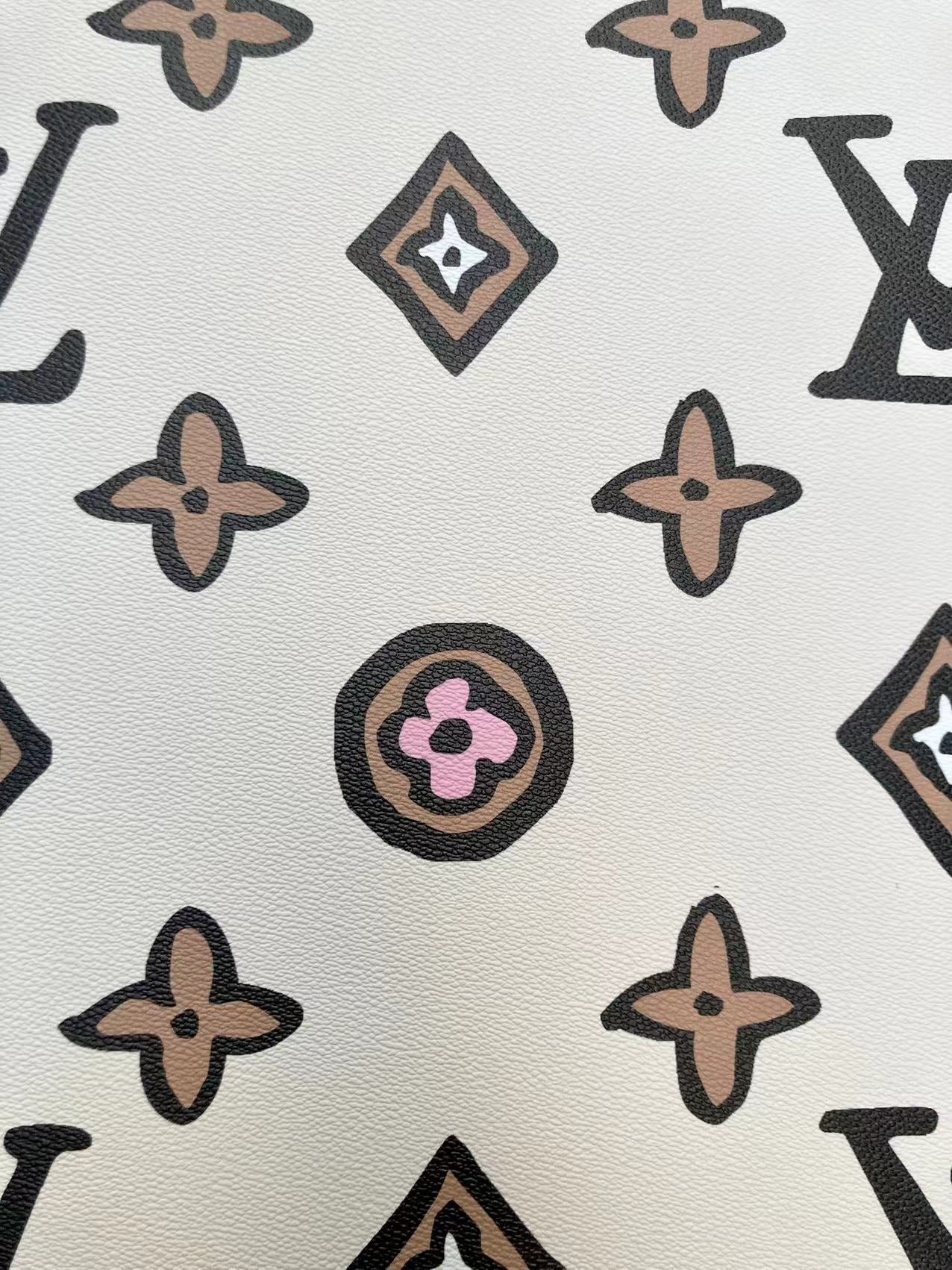 Custom Designer Inspired Leather Fabric LV Vinyl for DIY Sneakers Handmade Crafts