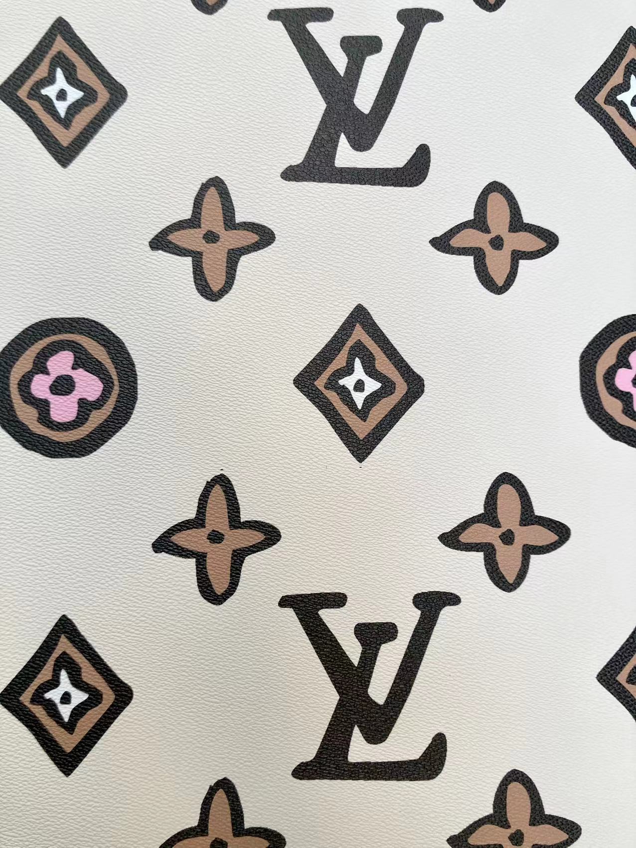 Custom Designer Inspired Leather Fabric LV Vinyl for DIY Sneakers Handmade Crafts