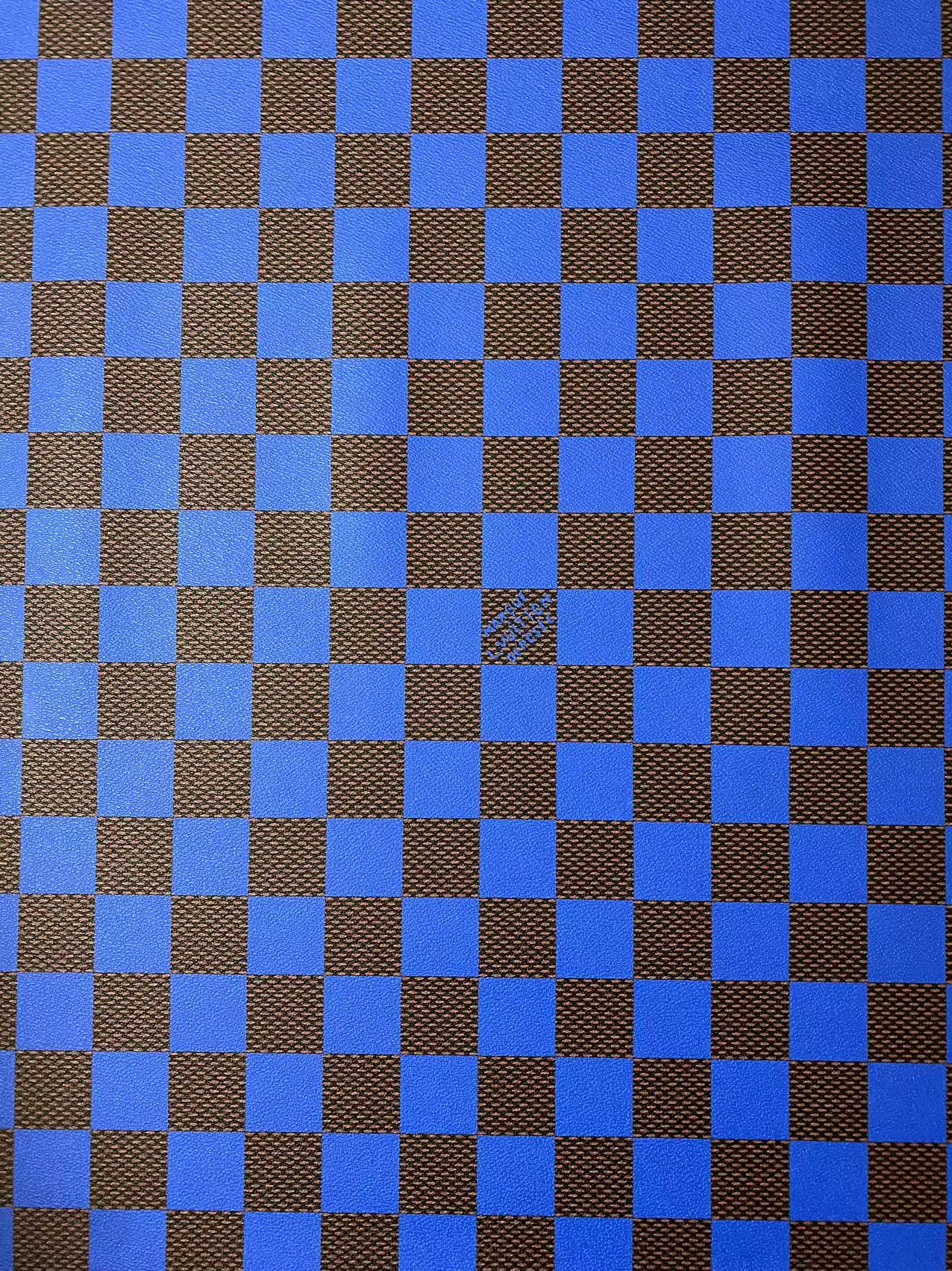 Blue Big Check Damier Vinyl Leather for LV Trainer Sneaker