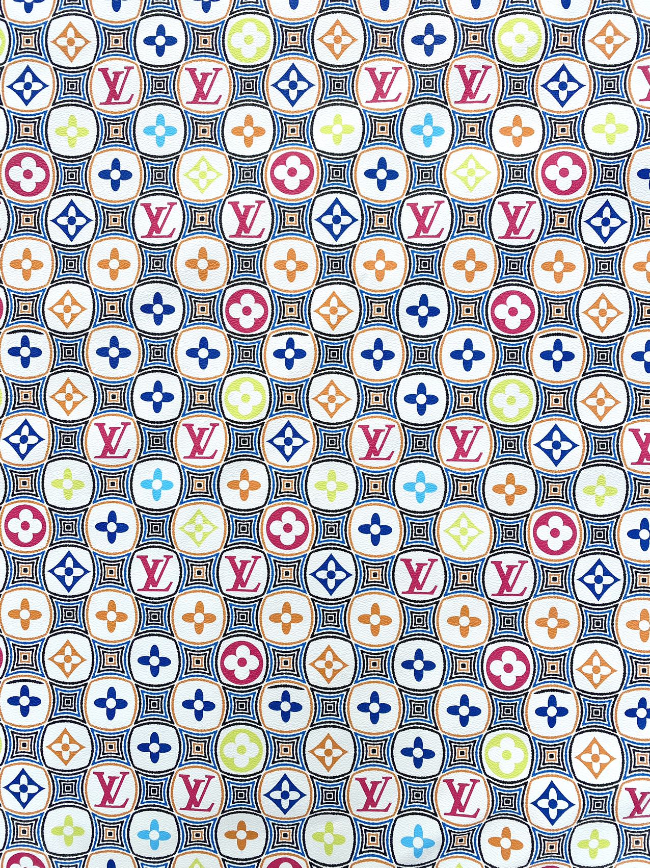 Colorful Square LV Louis Vuitton Leather Fabric Handmade DIY Vinyl Roll for Sneakers Upholstery