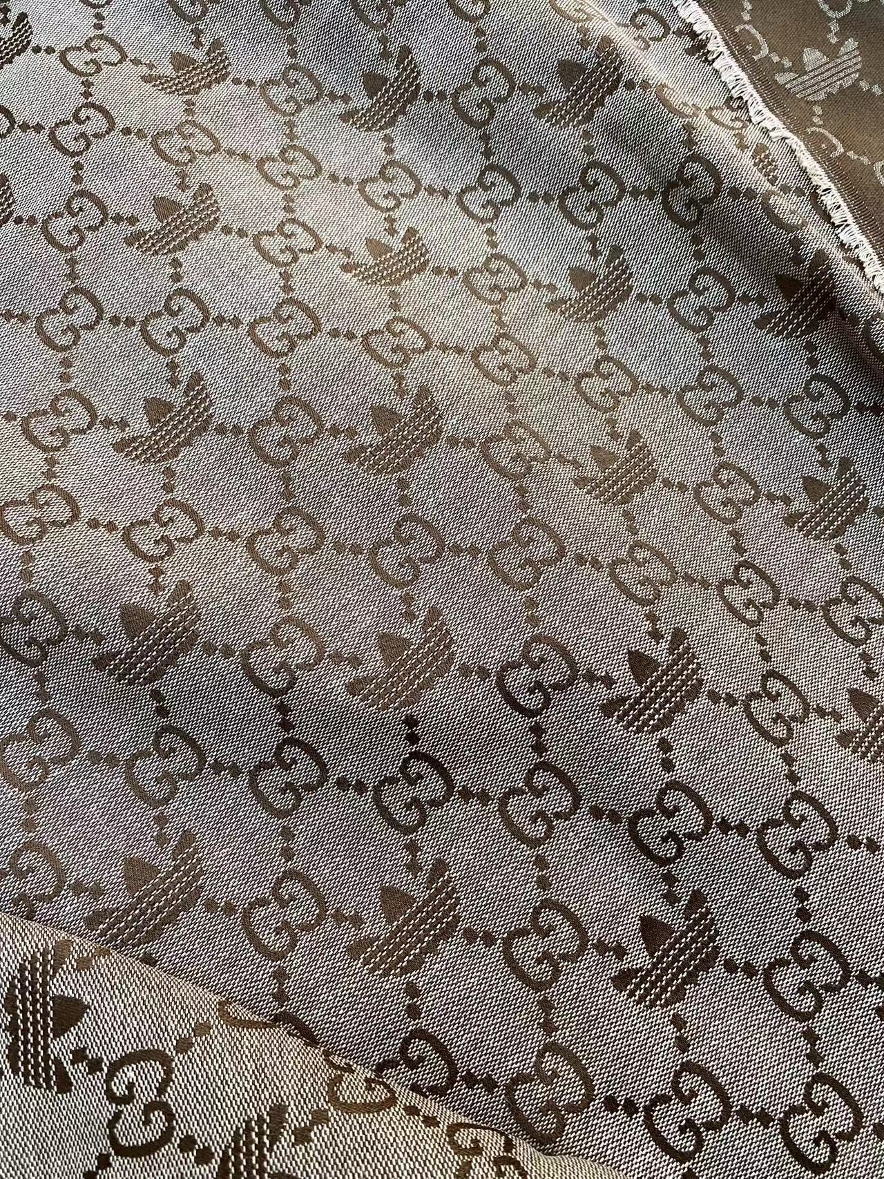 Classic Brown Gucci Adidas Jacquard Fabric for Handmade Sewing Crafts