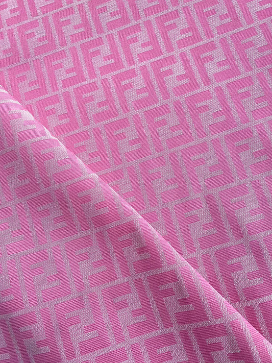 Girl Pink FF Fendi Jacquard Fabric for Sewing Custommade Handmade Car Upholstery