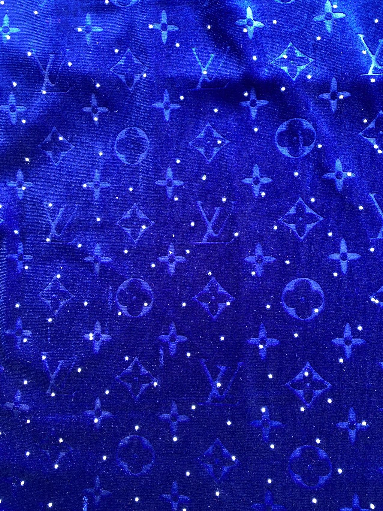 Dark Blue Navy Diamond Louis Vuitton LV Velvet Fabric for Custom Shoe Sneakerhead