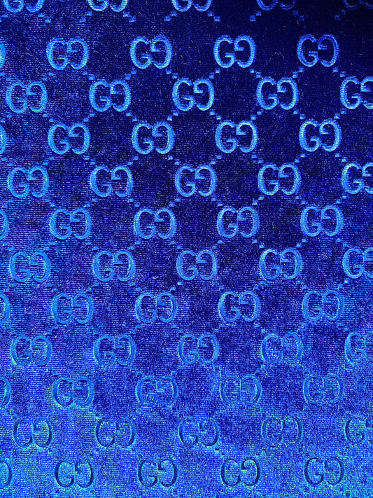 Luxury Designer Royal Blue Gucci Velvet Fabric for Sneaker Custom Clothing Sewing Project