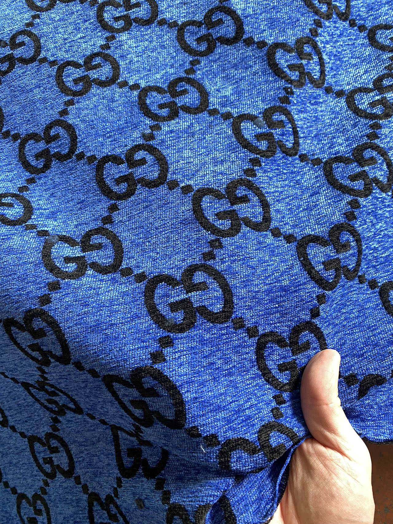 Vivid Blue Gucci Chenille Fabric Sofa Making Upholstery Sewing Project