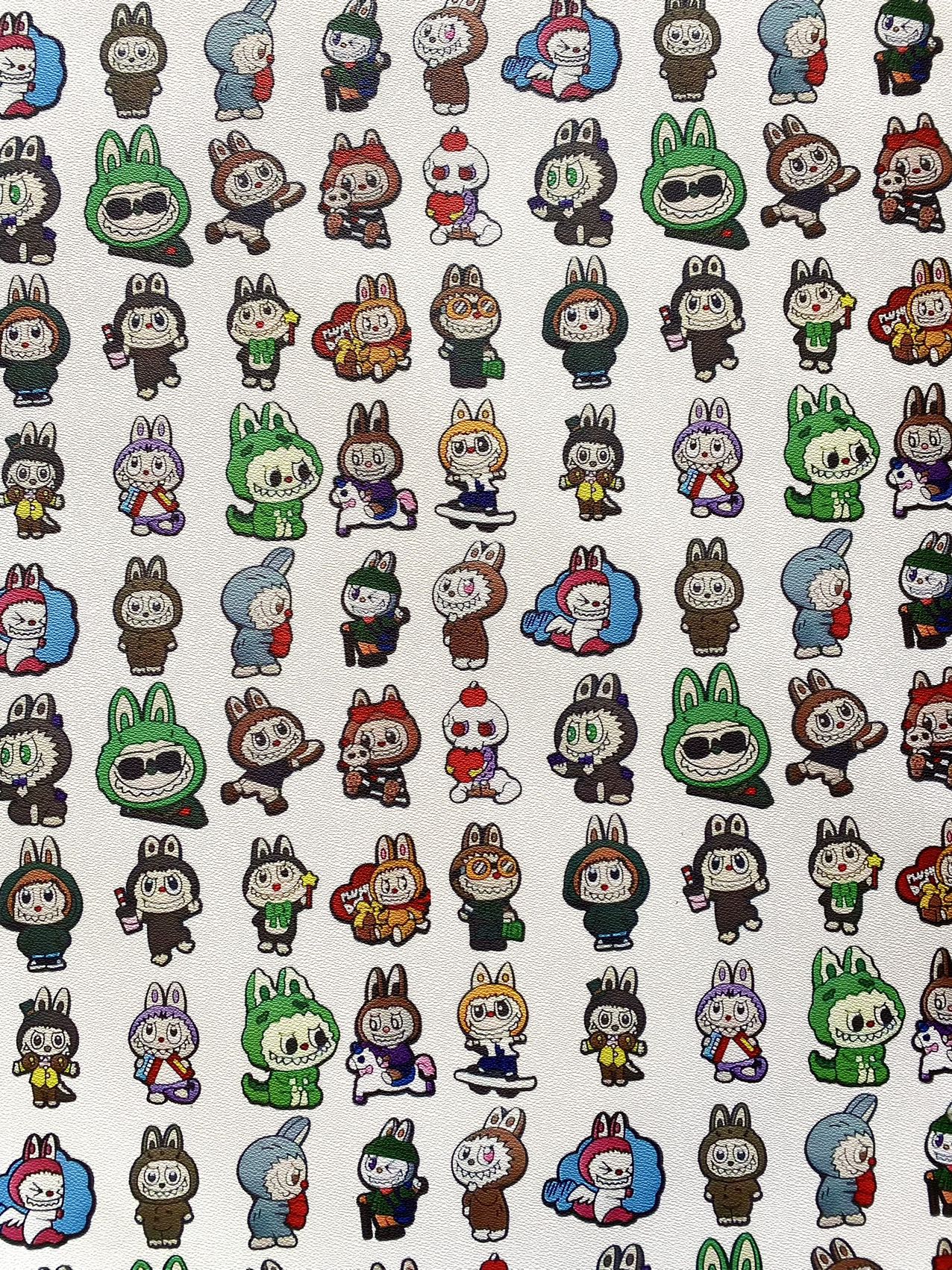 New Labubu Cartoon Faux Leather DIY Sewing Handmade for Custom Upholstery