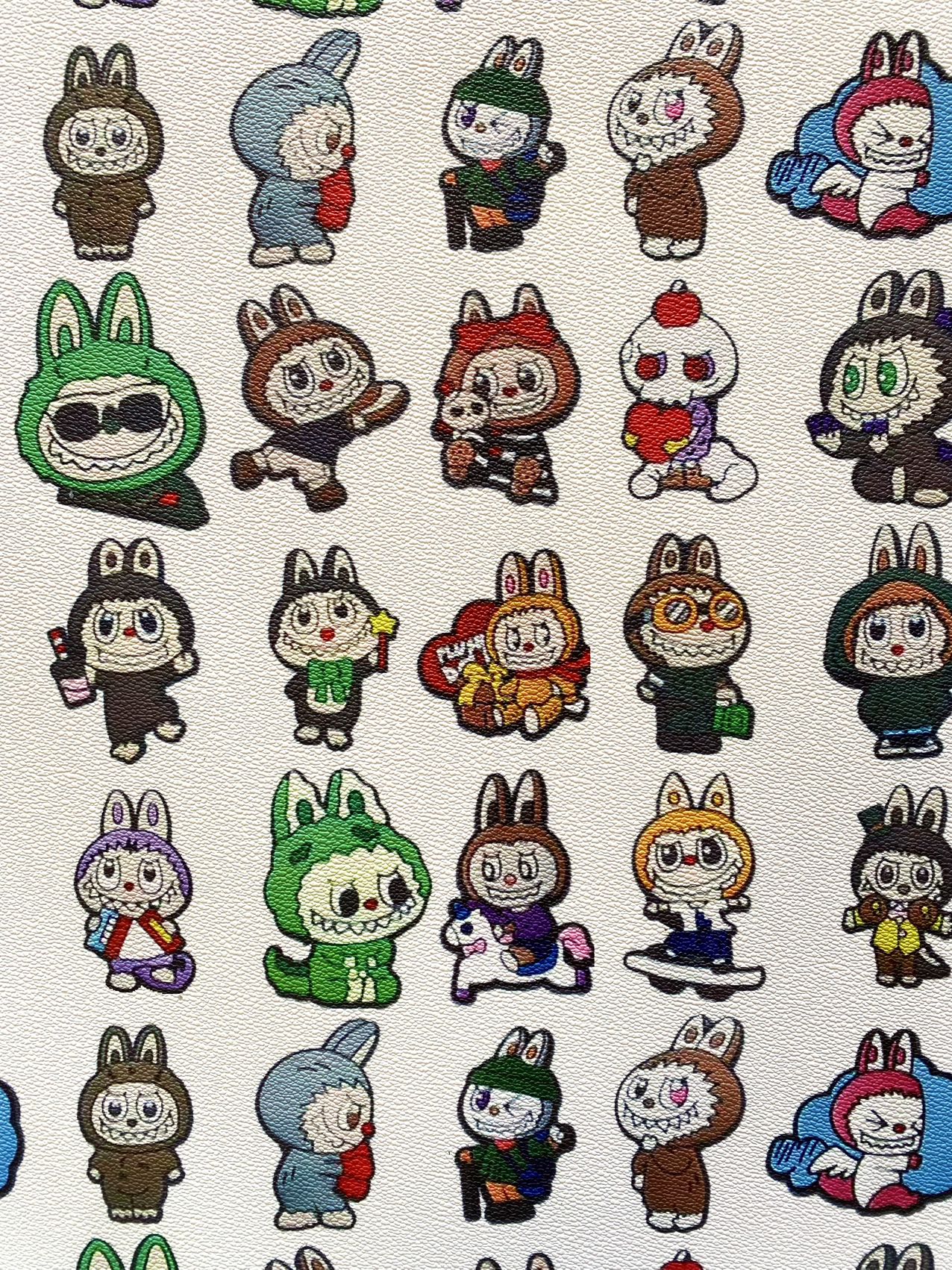 New Labubu Cartoon Faux Leather DIY Sewing Handmade for Custom Upholstery