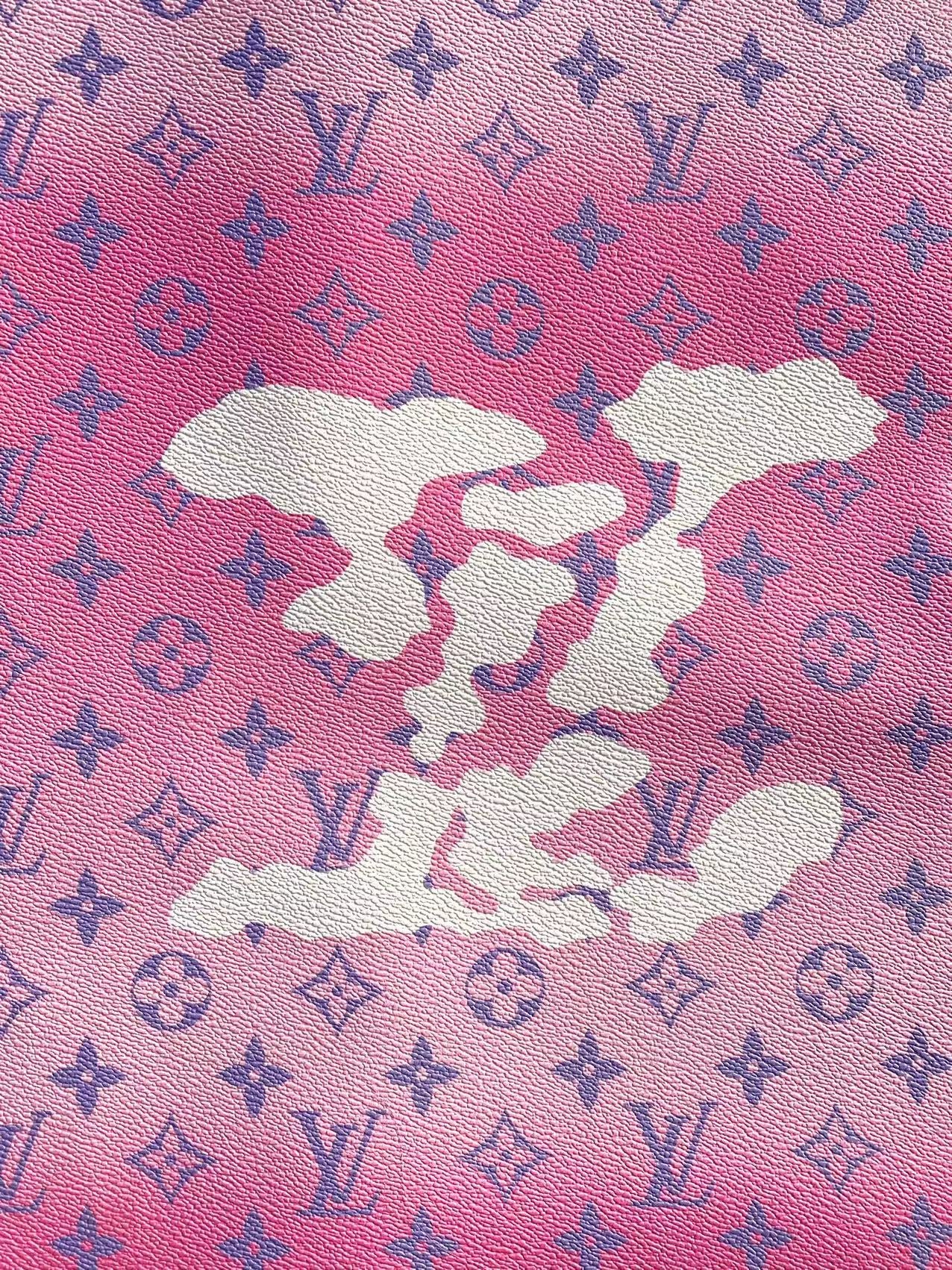 Pink LV Louis Vuitton Cloud Designer Faux Leather Fabric for Handmade DIY Sewing Project Upholstery