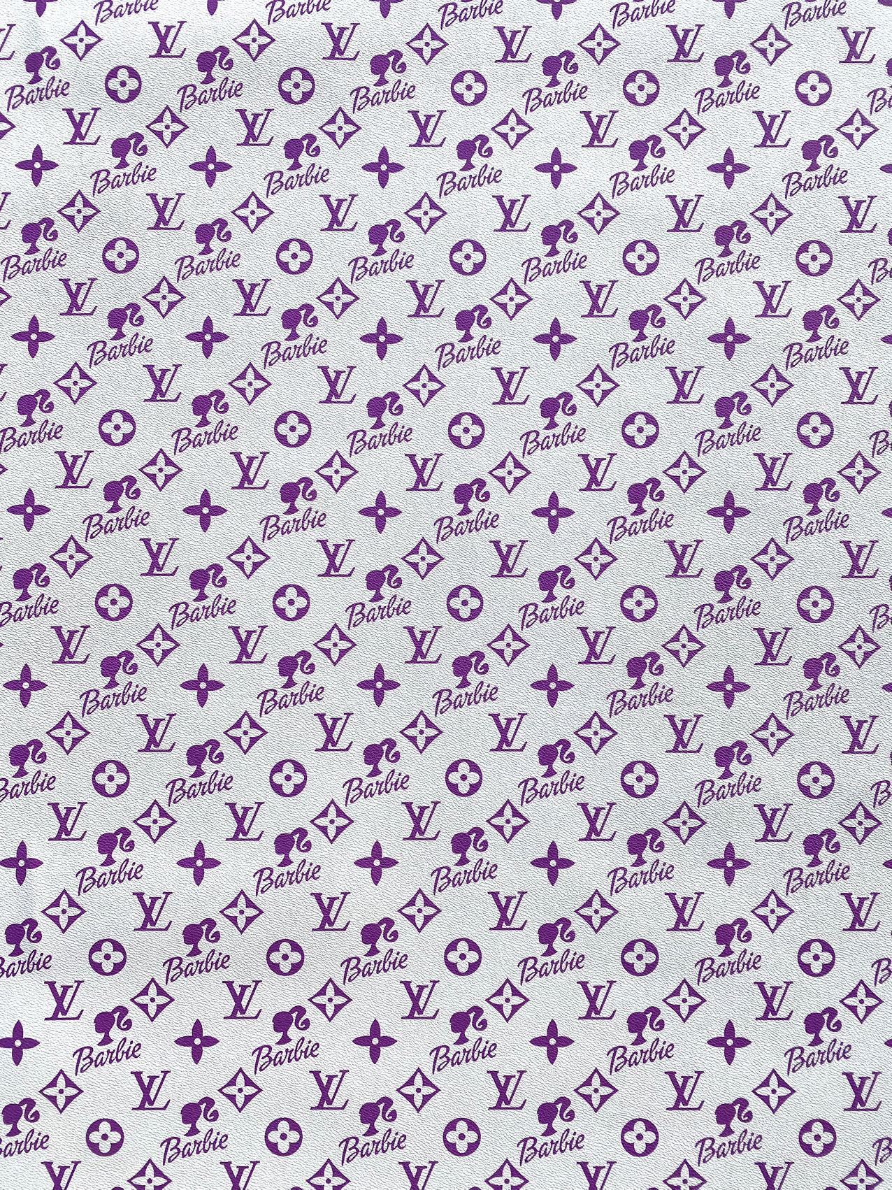 Purple Barbie Louis Vuitton Custom Leather Sheet Faux Leather for Handmade Sewing Upholstery