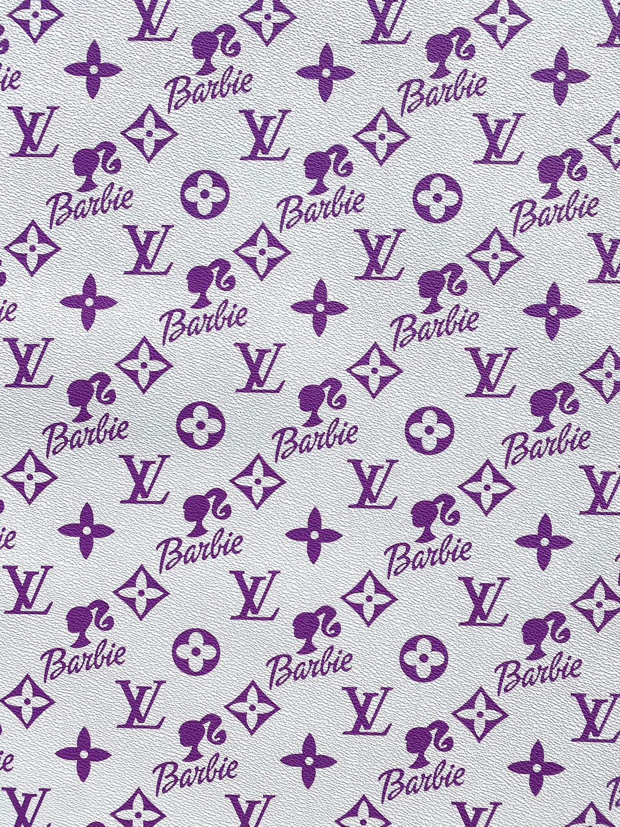 Purple Barbie Louis Vuitton Custom Leather Sheet Faux Leather for Handmade Sewing Upholstery