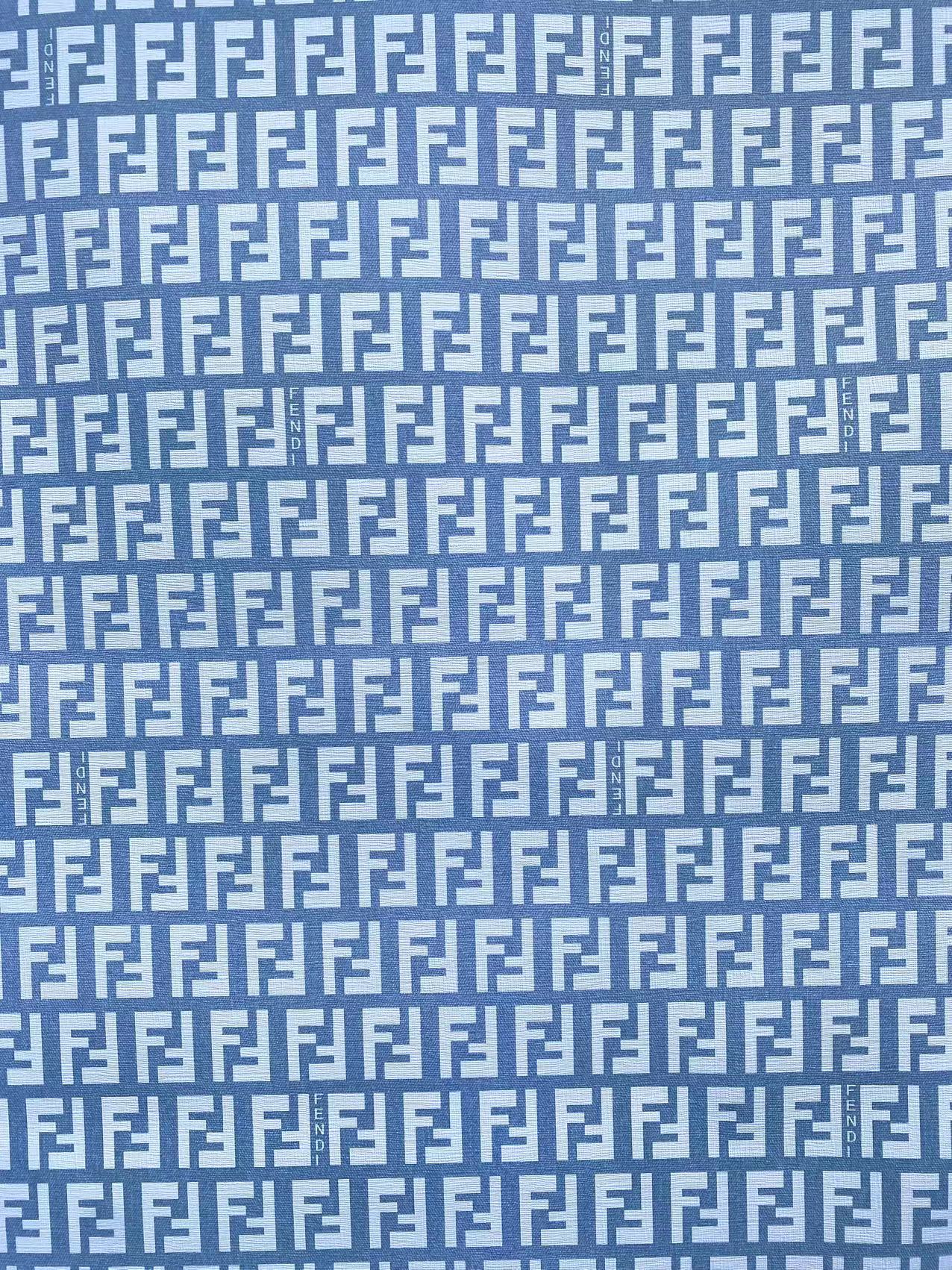 Light Blue FF Fendi Vinyl Material Faux Leather Sheet for Handmade Sewing Projects