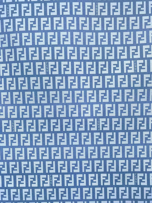 Light Blue FF Fendi Vinyl Material Faux Leather Sheet for Handmade Sewing Projects