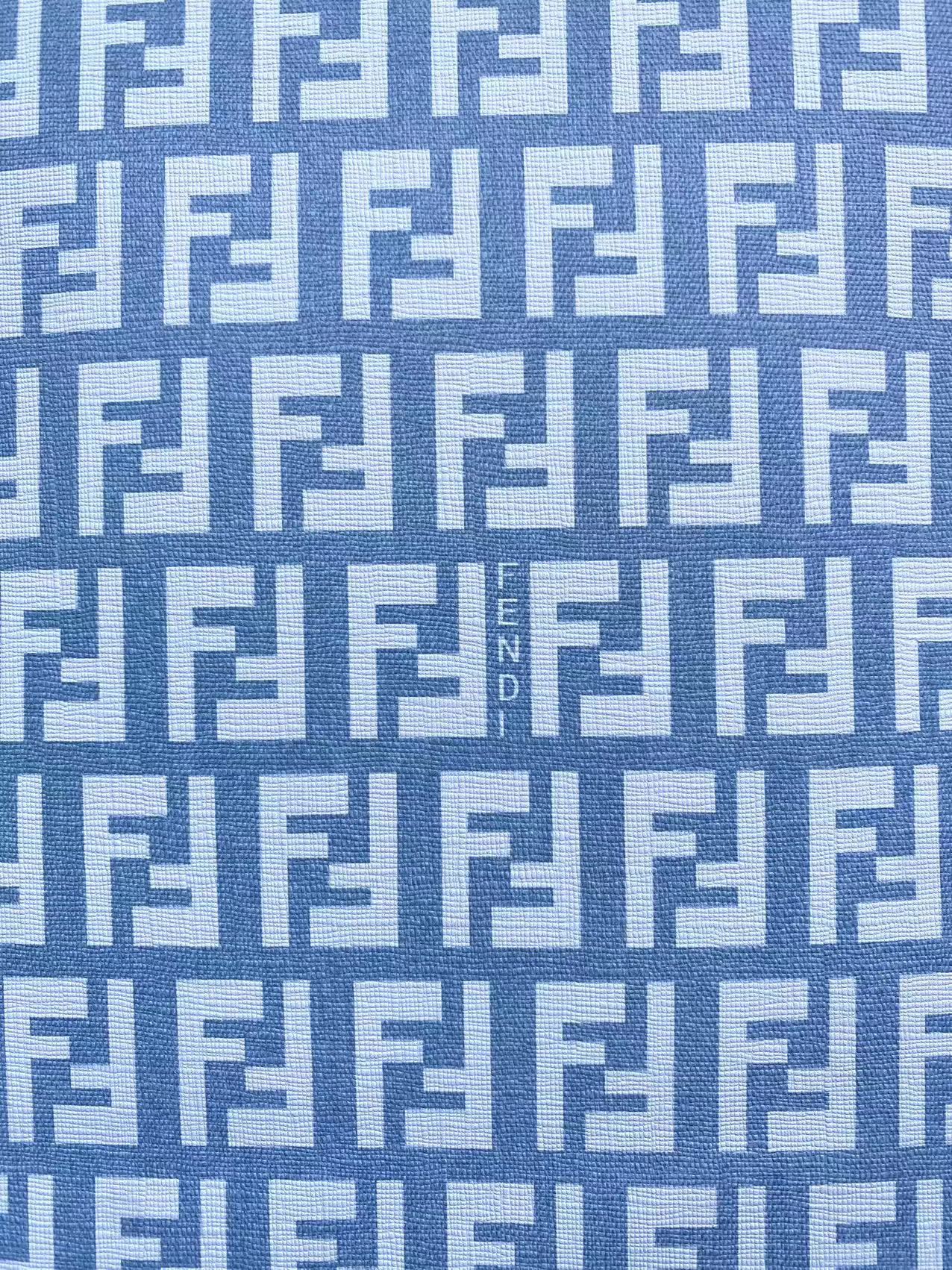 Light Blue FF Fendi Vinyl Material Faux Leather Sheet for Handmade Sewing Projects