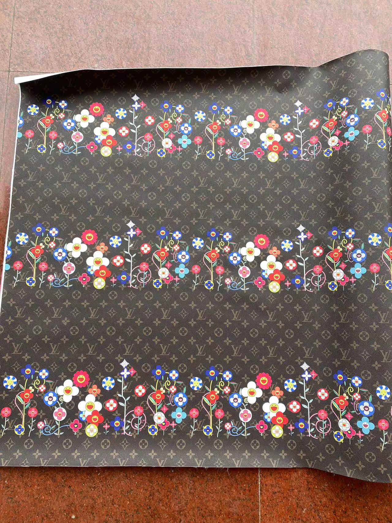New Designer Faux Leather Louis Vuitton Takashi MURAKAMI Bag Fabric for DIY Sewing Project