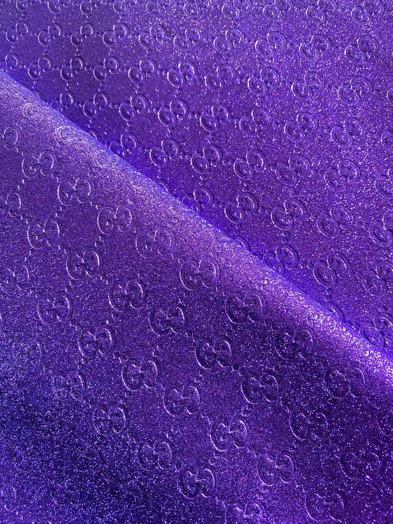 Bling Purple Shiny Diamond Gucci Faux Leather Sheet for DIY Handmade Custom Projects