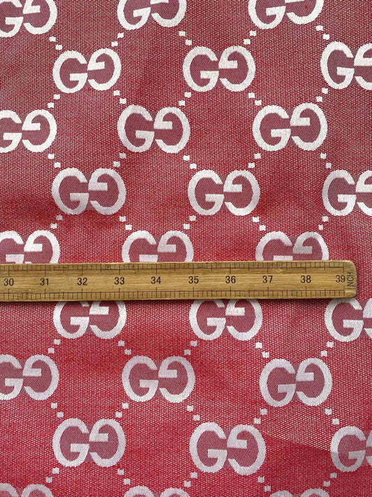 Red Gucci Jacquard Handmade Fabric for Sewing Custom Sneaker Clothing Projects
