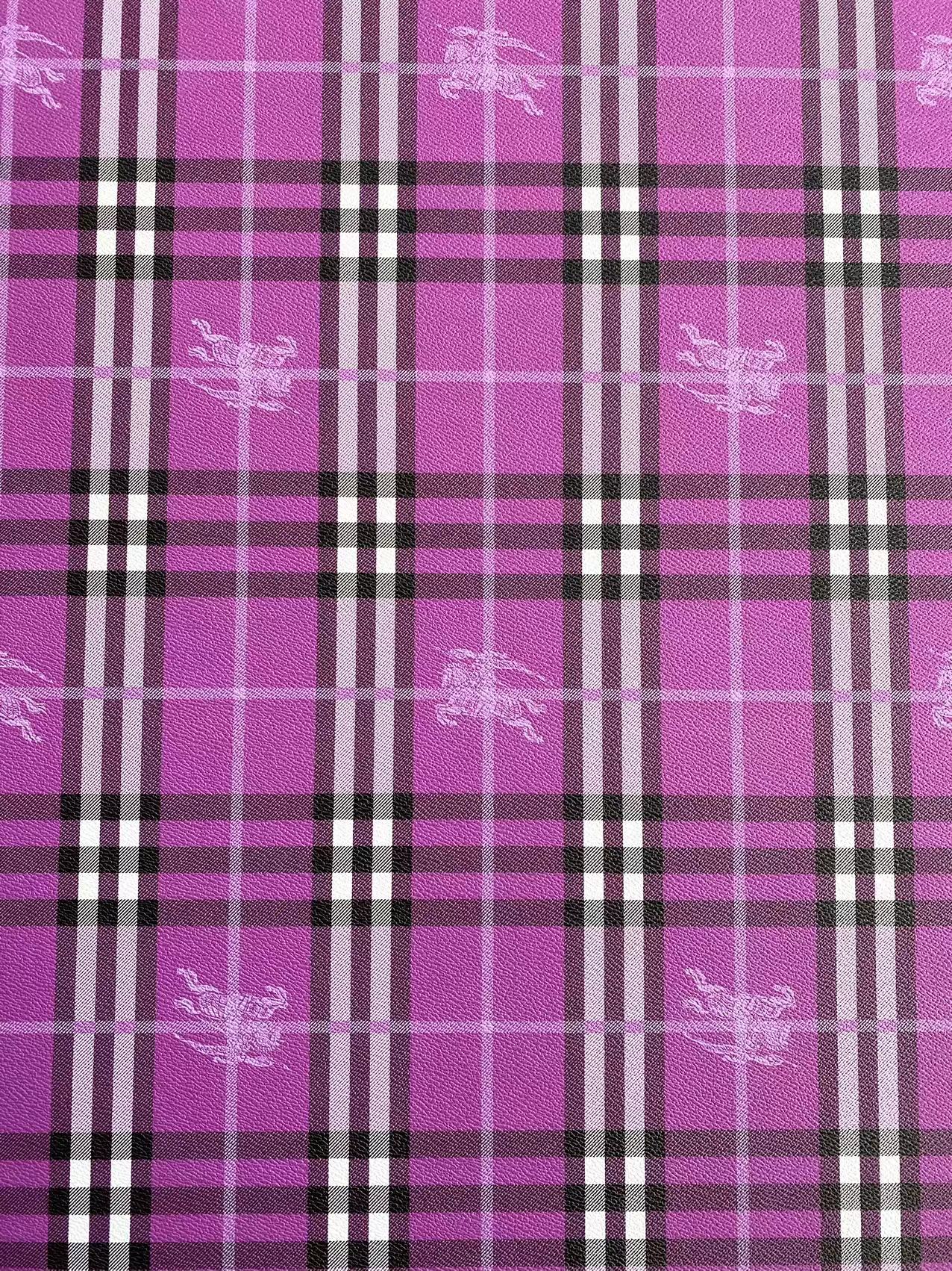 Purple Burberry Vinyl Faux Leather Designer Fabric for Car Headliner Custom Upholstery