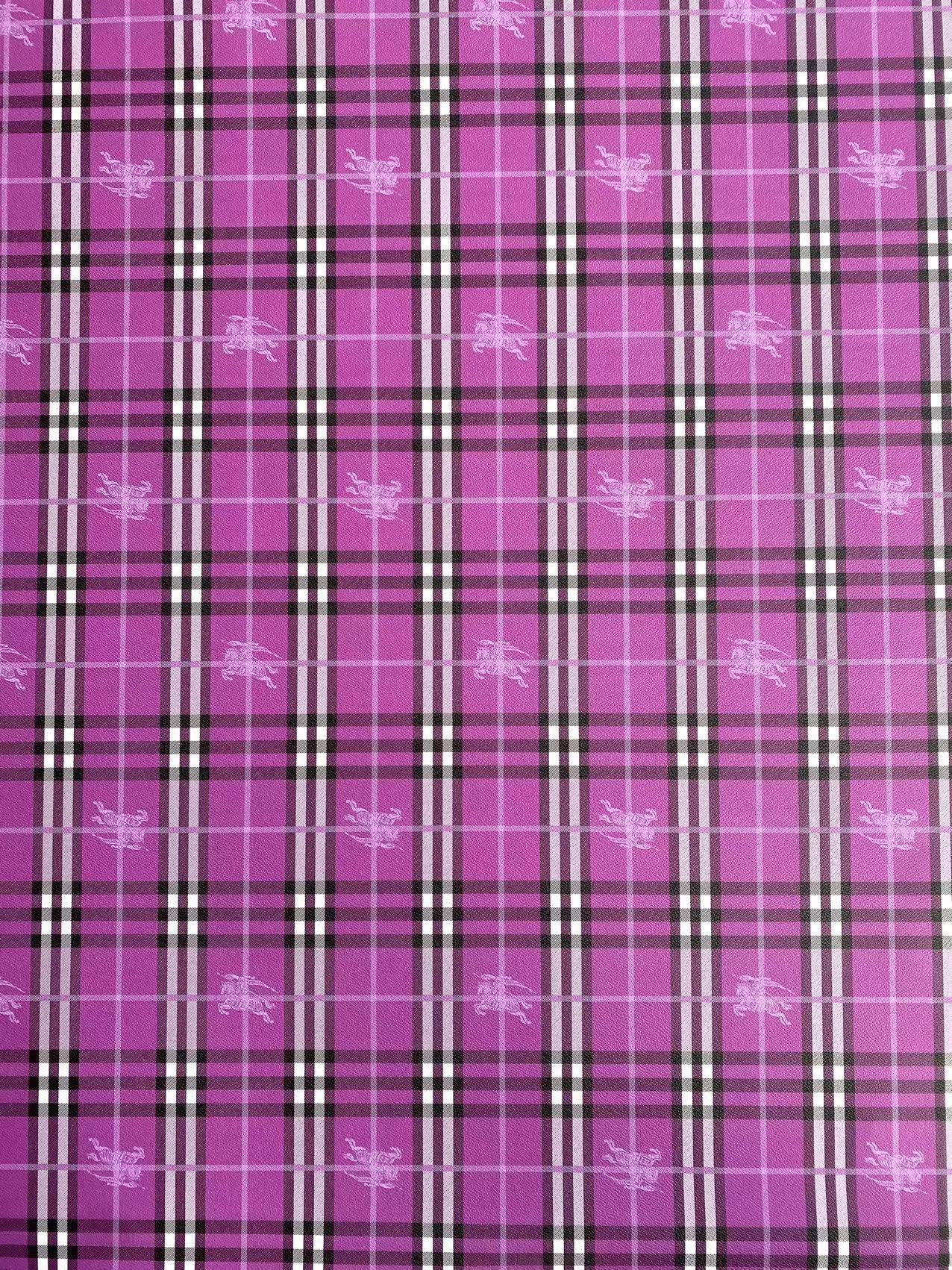 Purple Burberry Vinyl Faux Leather Designer Fabric for Car Headliner Custom Upholstery